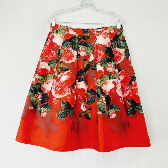 Talbots Dresses & Skirts - Talbots Pleated Red Floral Garden Roses Pockets Party Romantic Midi Skirt P3438